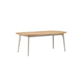 "Modern Rectangular Wooden Dining Table with Sleek Metal Legs"