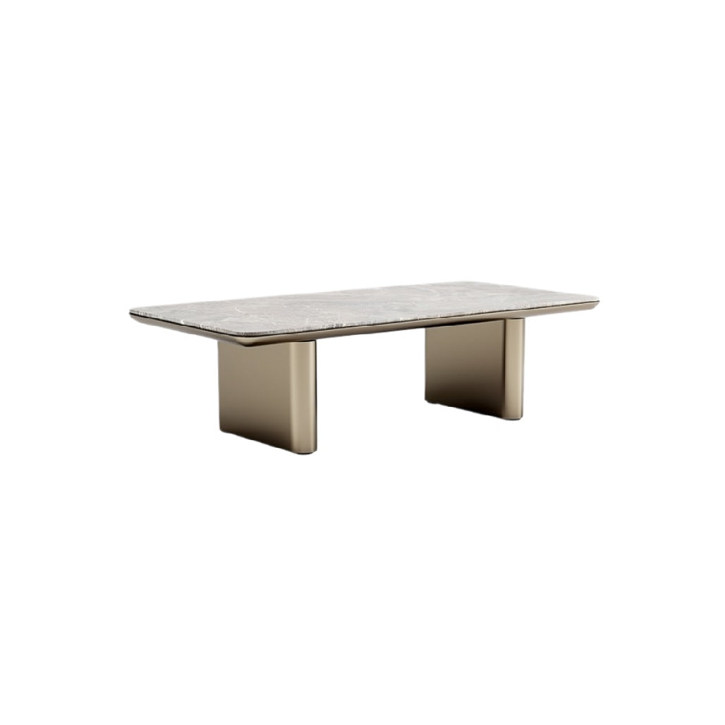 "Minimalist Rectangular Coffee Table with Marble Top"