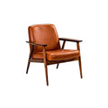 Mid-Century Modern Leather Armchair with Wooden Frame
