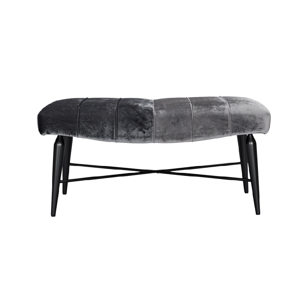"Modern Velvet Bench with Black Legs"
