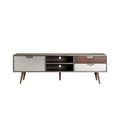 Modern Wooden TV Stand with Storage Drawers and Open Shelves