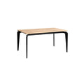 "Modern Wooden-Top Dining Table with Black Metal Legs"