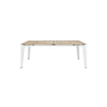Modern Outdoor Dining Table with Wooden Top and White Legs